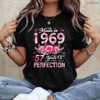 Elegant 57 Year Old Made In 1969 Floral 57th May Birthday T-Shirt For Women