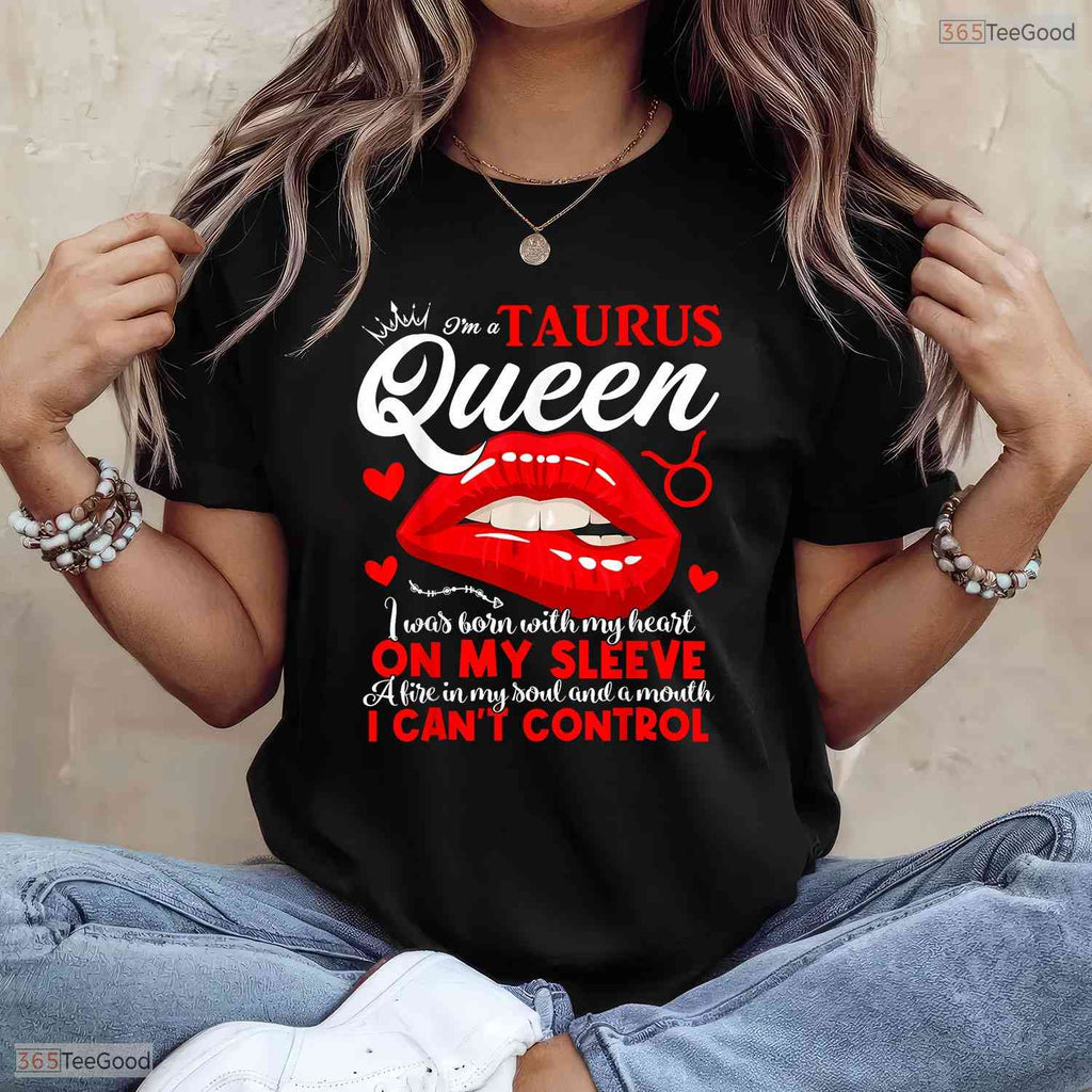 Awesome Funny Taurus Queen Zodiac Sign May Women Girls Astrological Graphic T-Shirt