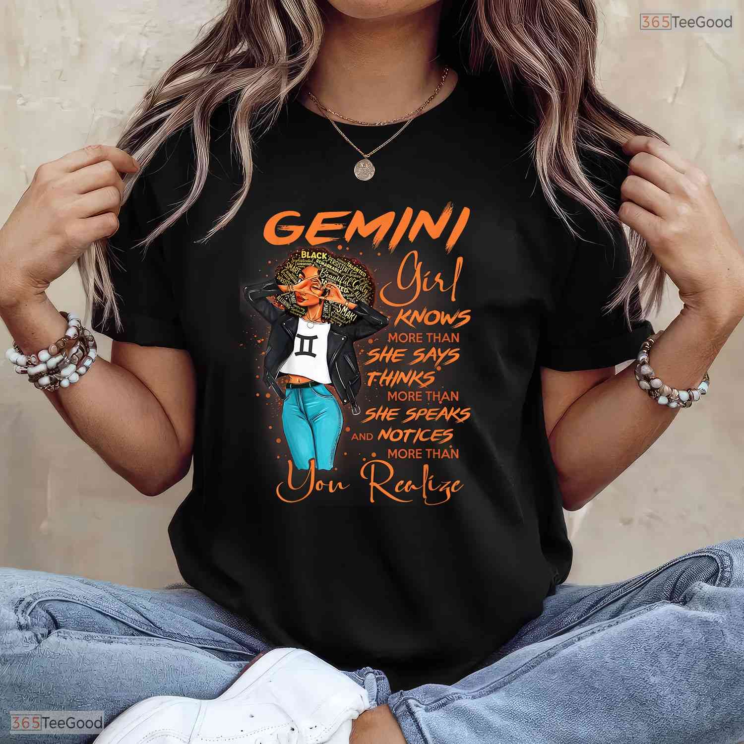 Smart Gemini Girl Knows More Than She Says Black Women's May Birthday T-Shirt Gift