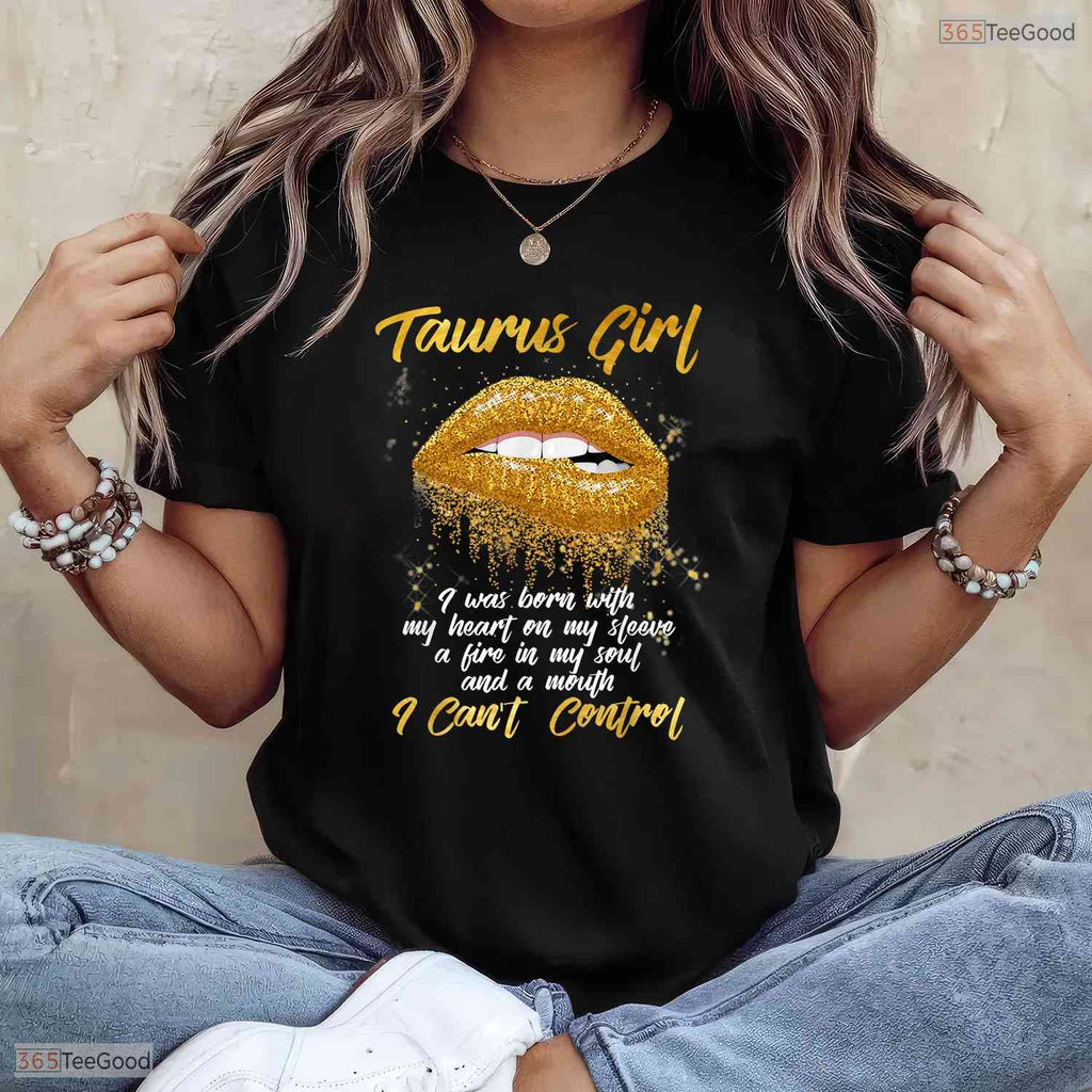 Fierce Black Taurus Queen Zodiac Apparel Women's May Birthday Celebration T-Shirt