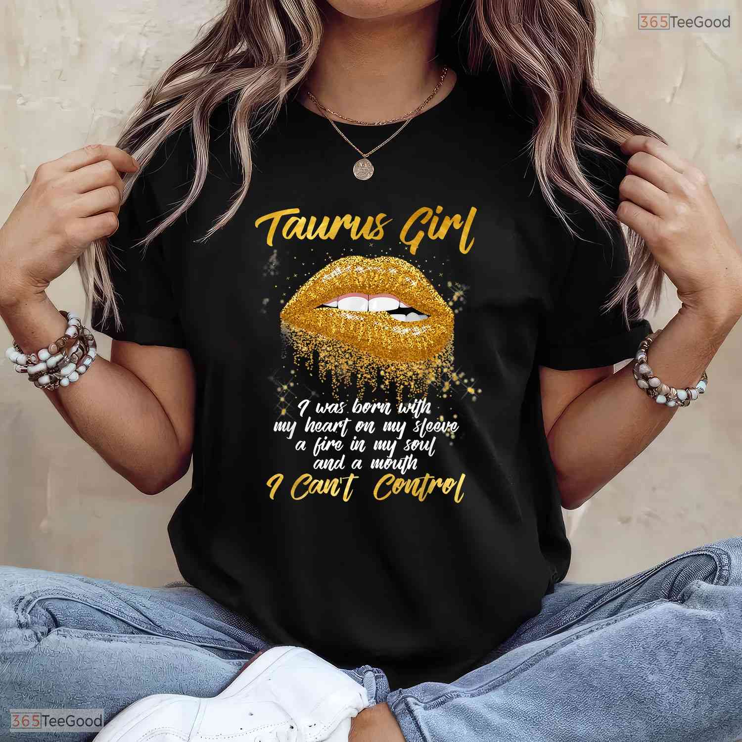 Fierce Black Taurus Queen Zodiac Apparel Women's May Birthday Celebration T-Shirt