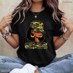 Black Gemini Queen Camouflage Zodiac Sign Born In May Birthday T-Shirt Gift
