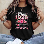 Vintage Floral Made In May 1928 98th May Birthday Celebration Shirt For Women