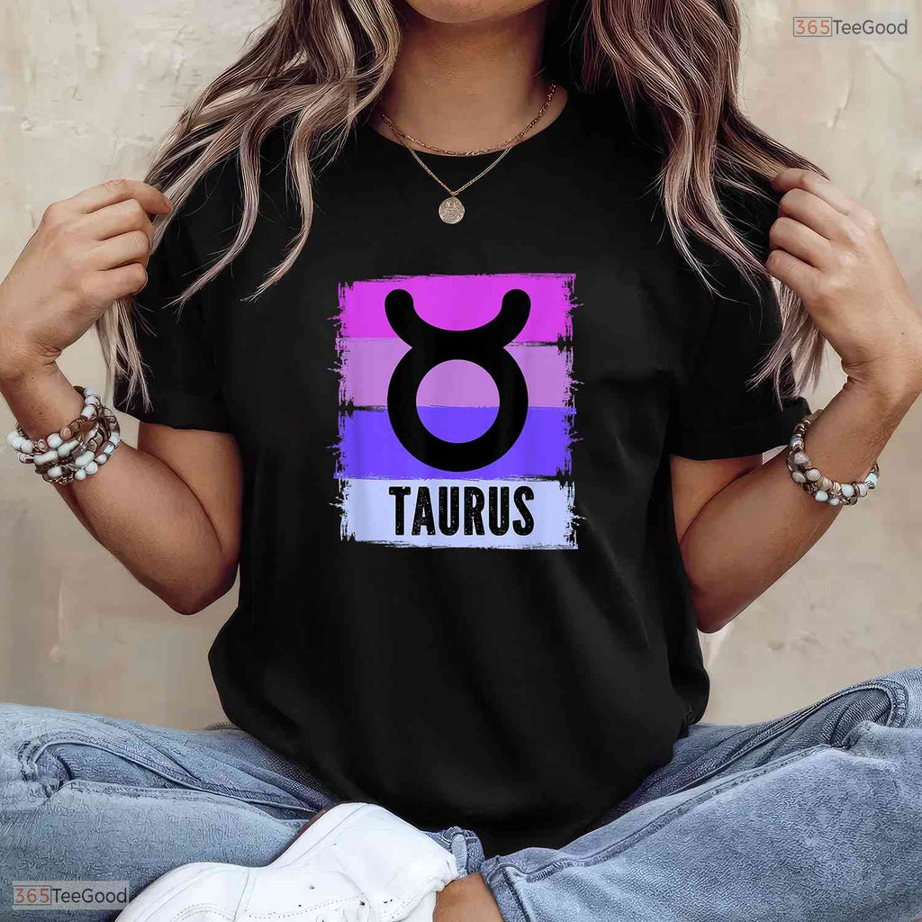 Colorful Taurus Queen Zodiac Sign T-Shirt Unique May Birthday Apparel Gift