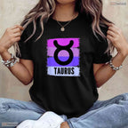 Colorful Taurus Queen Zodiac Sign T-Shirt Unique May Birthday Apparel Gift