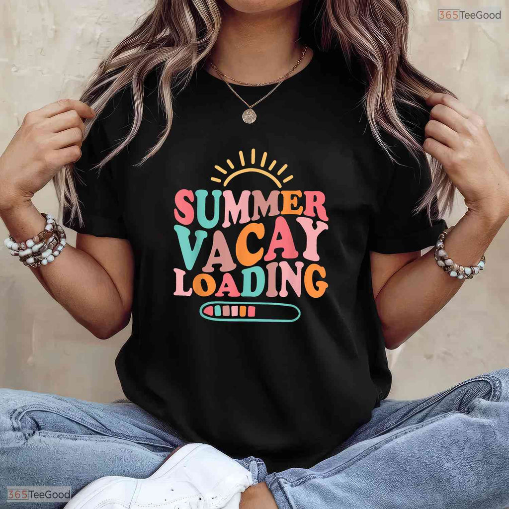 Groovy Summer Vacay Loading T-Shirt- Teacher Last Day May Birthday Shirt Gift