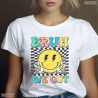 Checkered Bruh We Out Summer Break T-Shirt- Adult May Birthday Shirt Gift
