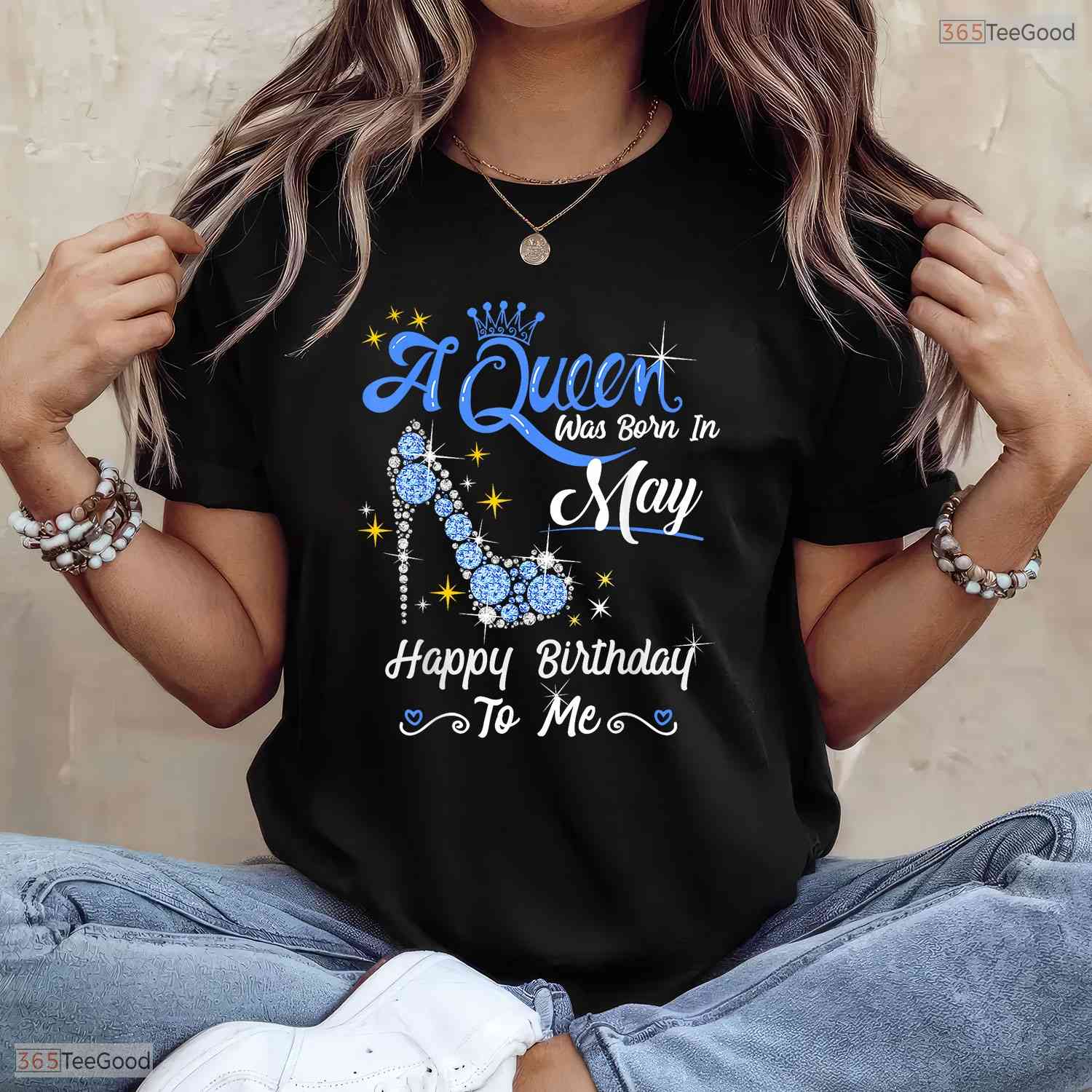 Happy Birthday To Me High Heel T-Shirt- Queen Born In May Birthday Shirt