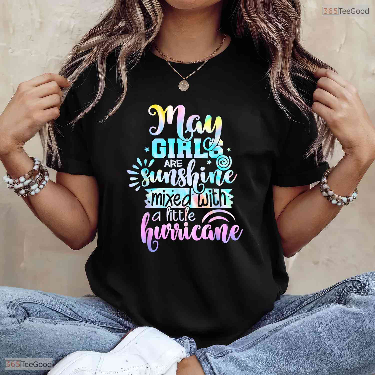 May Girls Are Sunshine Mixed With A Hurricane T-Shirt- May Birthday Shirt