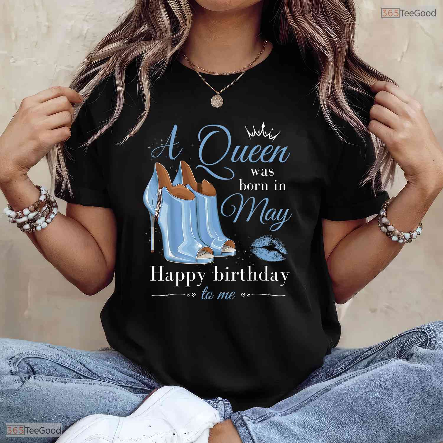 A Queen Was Born In May T-Shirt- Best May Birthday Celebration Shirt For Her
