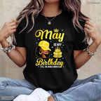 Afro Queen May Is My Birthday T-Shirt- Beautiful May Birthday Apparel For Her