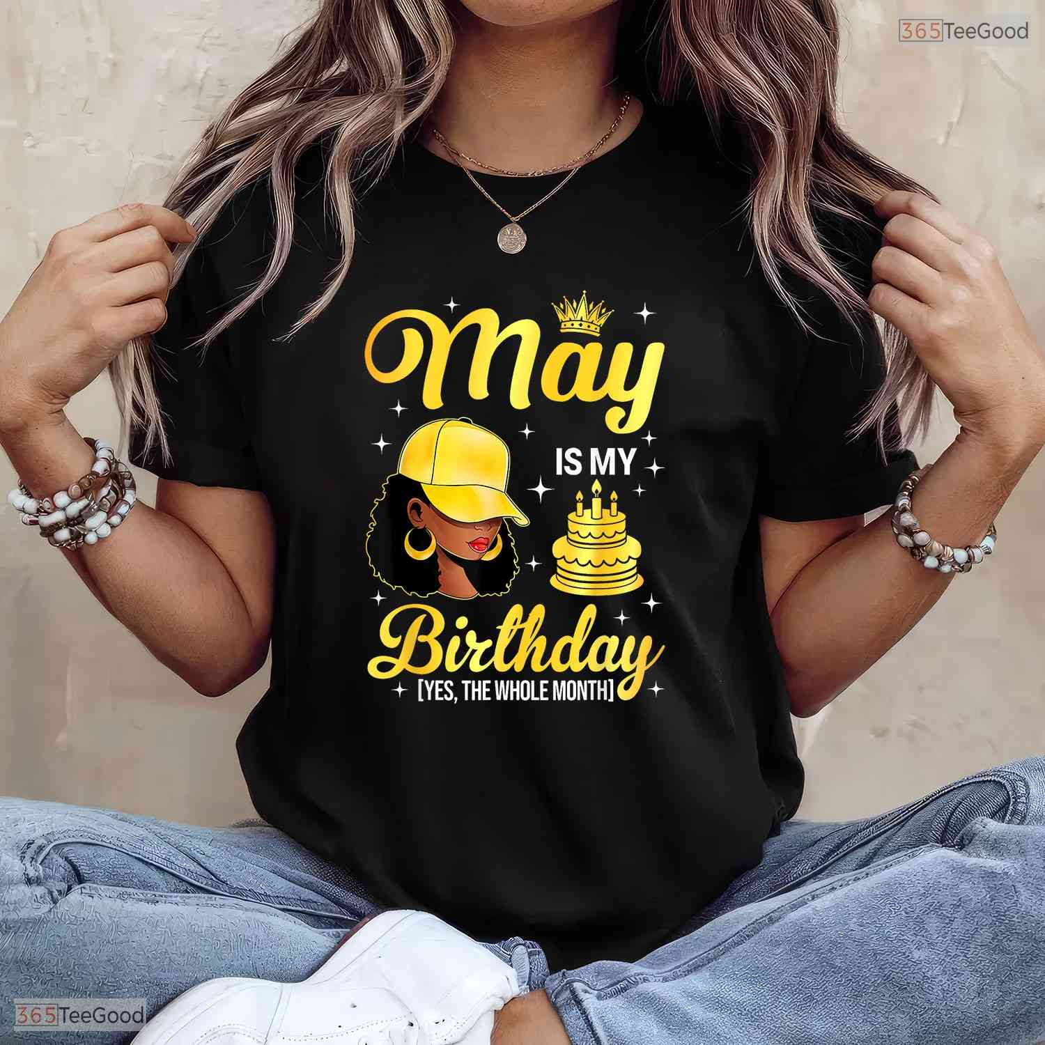 Afro Queen May Is My Birthday T-Shirt- Beautiful May Birthday Apparel For Her