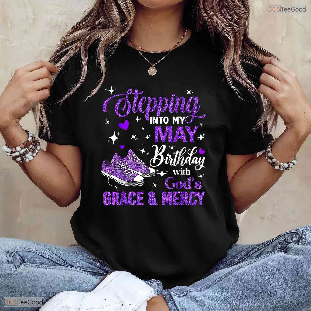 Inspirational God's Grace May Birthday T-Shirt- Women's Celebration Shirt Gift