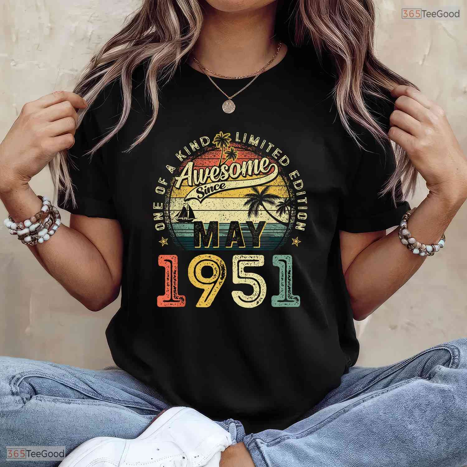 Vintage Awesome Since May 1951 T-Shirt- 75th May Birthday Celebration Shirt