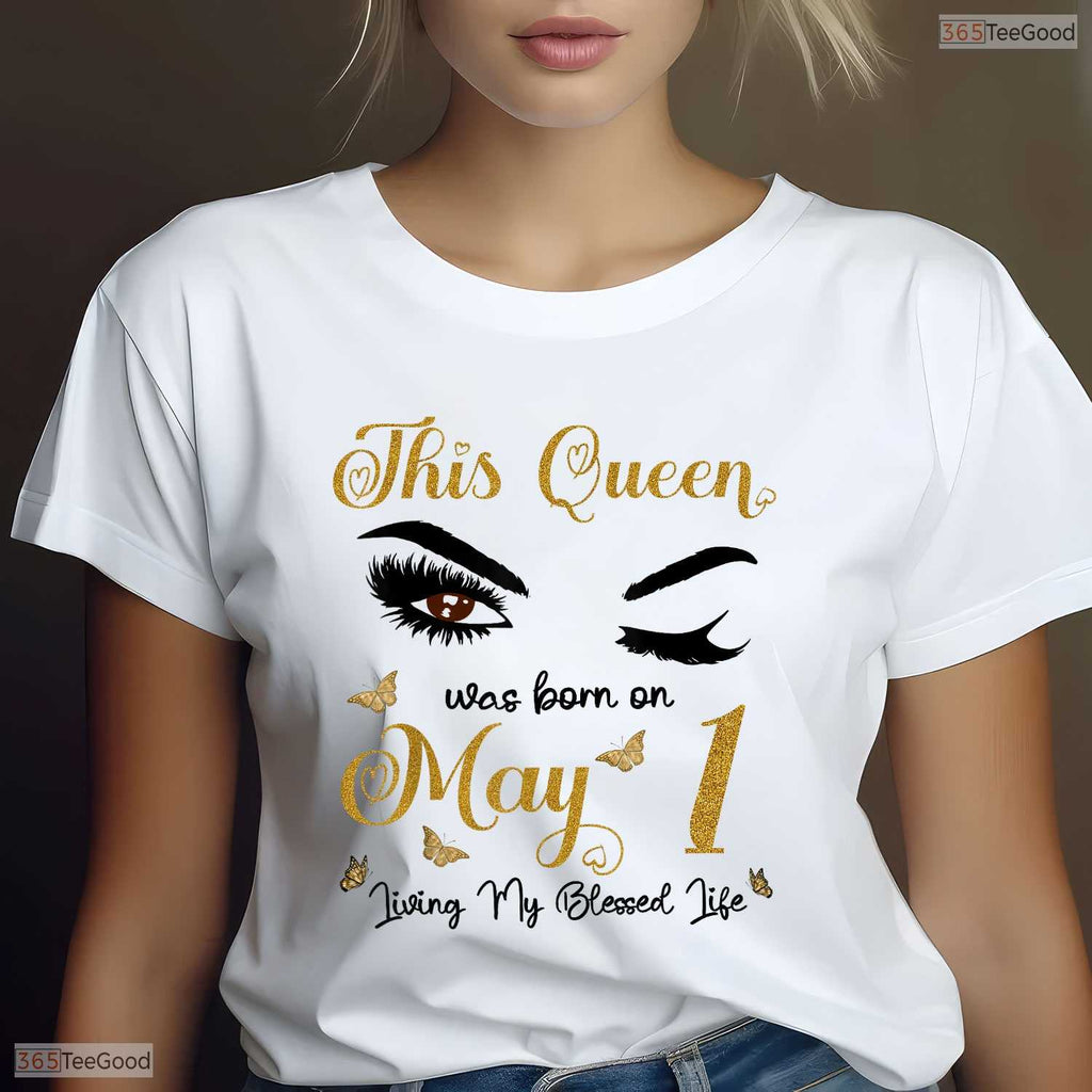 Cute Eyelashes Born On May 1st T-Shirt- Unique May Birthday Celebration Shirt