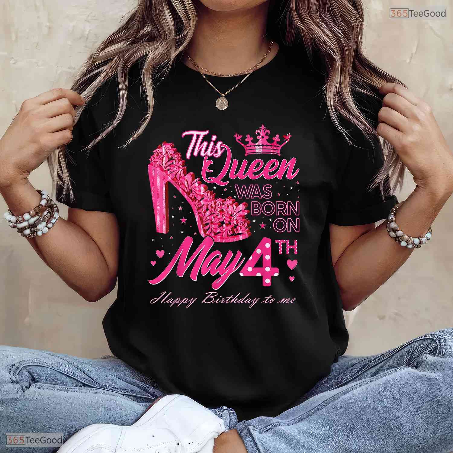High Heels Born On May 4th T-Shirt- Unique May Birthday Celebration Apparel