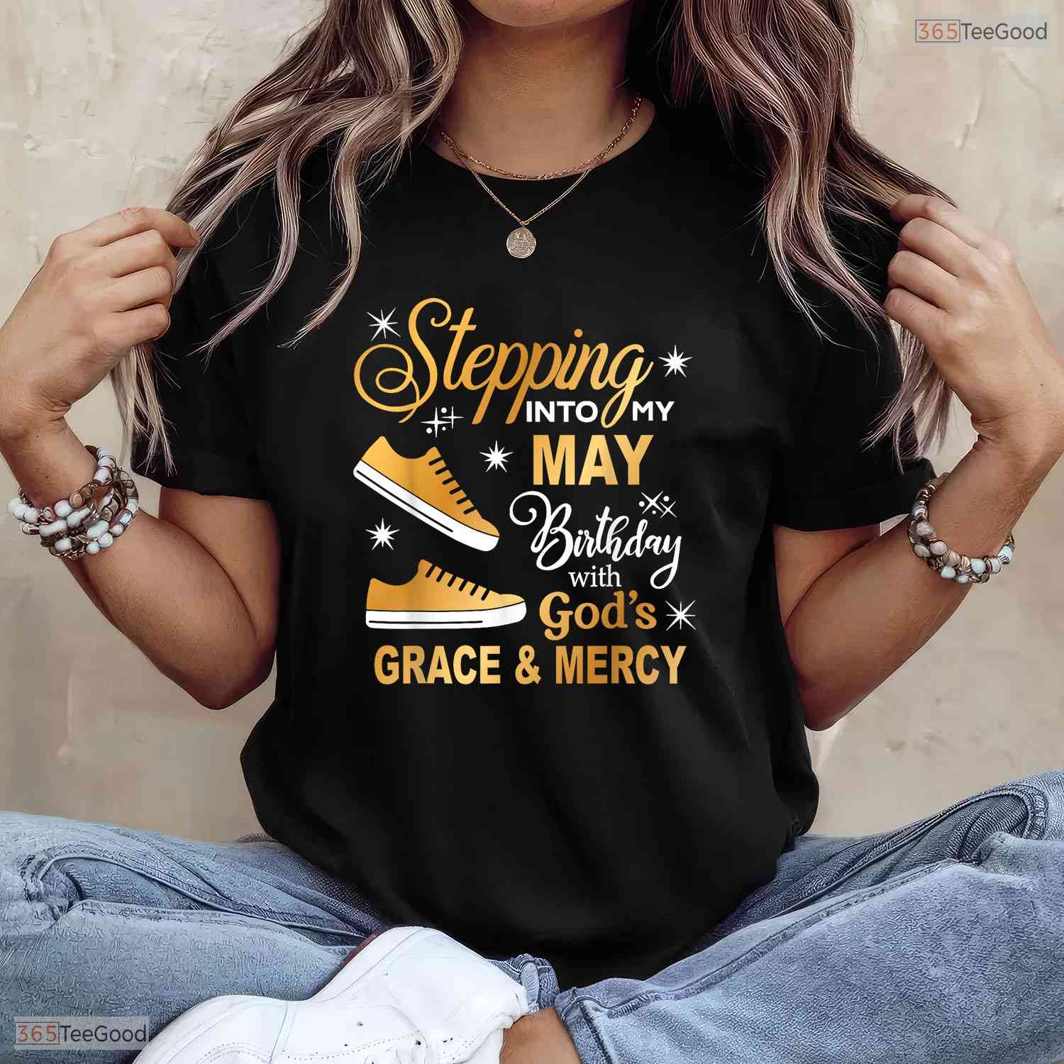 Stepping Into My Month Shirt- God's Grace May Birthday T-Shirt For Adult Women