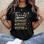 Taurus Queen Zodiac Sign Horoscope T-Shirt- Unique May Birthday Shirt Gift