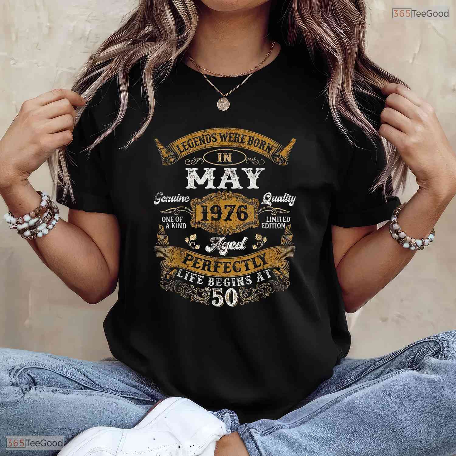 Legends Are Born In May 1976 T-Shirt- Unique 50th May Birthday Shirt Adults