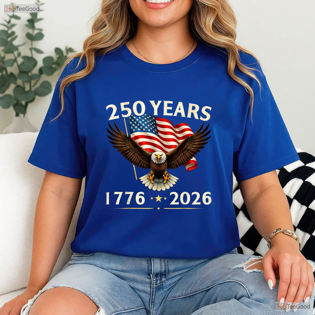 250th Anniversary USA Patriotic Eagle Valentine T-Shirt- Bass Fishing Gifts