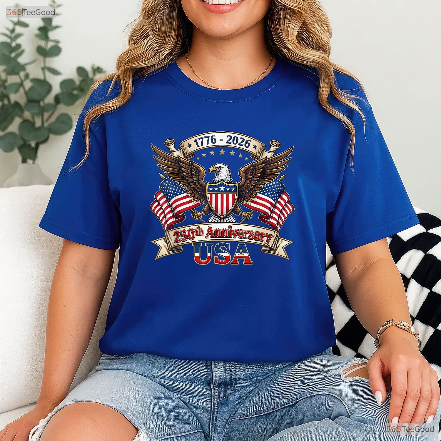250 Years American 4th of July Valentine T-Shirt- Inshore Fishing Apparel Men