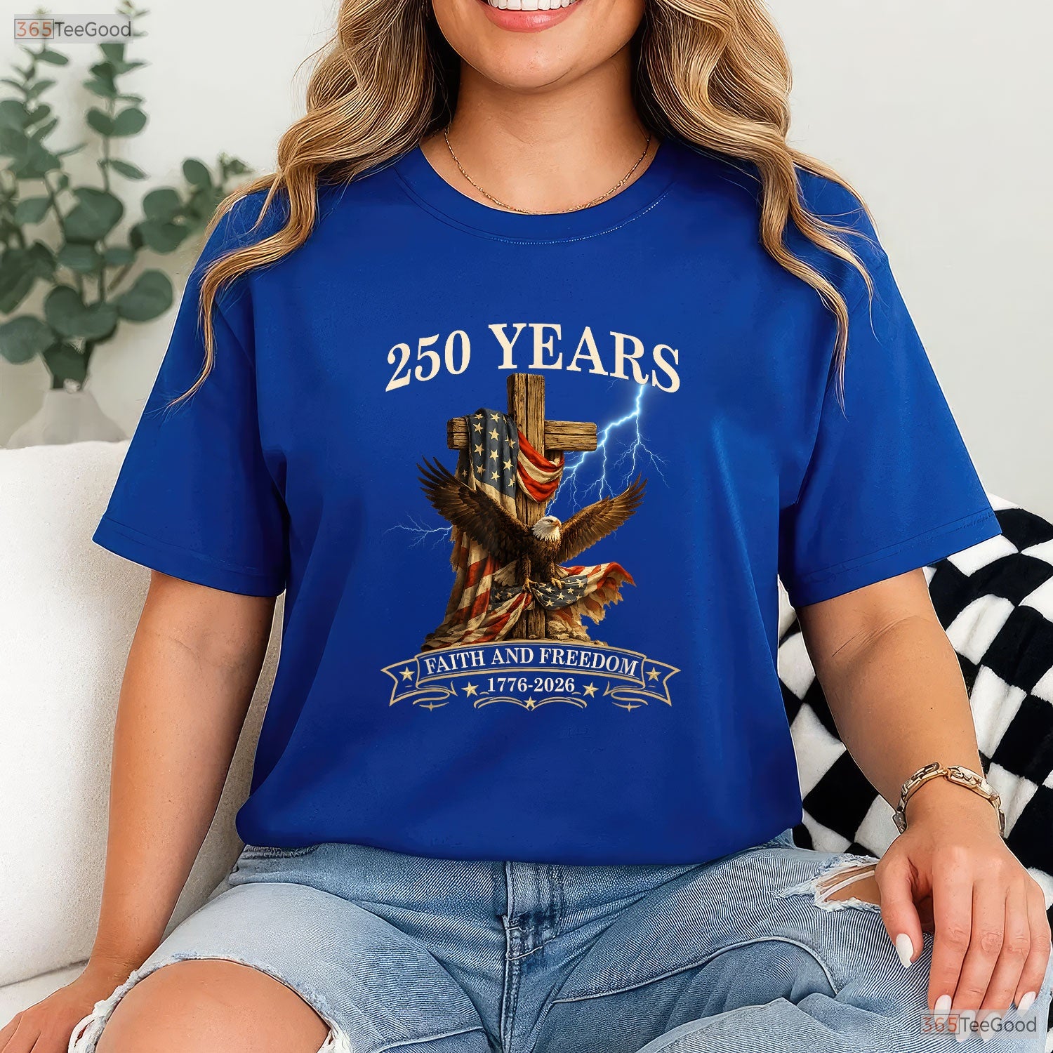 250 Years Christian Faith Freedom USA Valentine T-Shirt Trout Fishing Wear