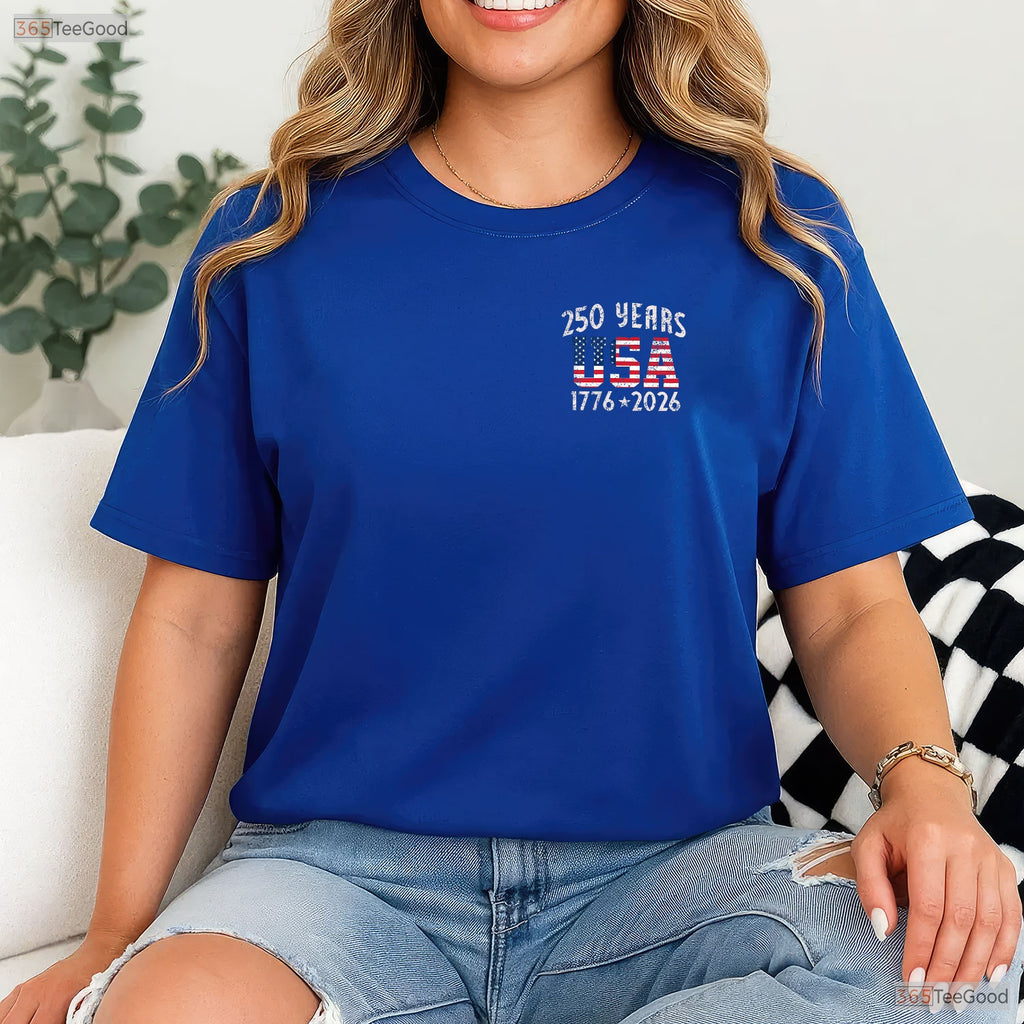 250 Years US Flag American Valentine T-Shirt- Deep Sea Fishing Shirts Men