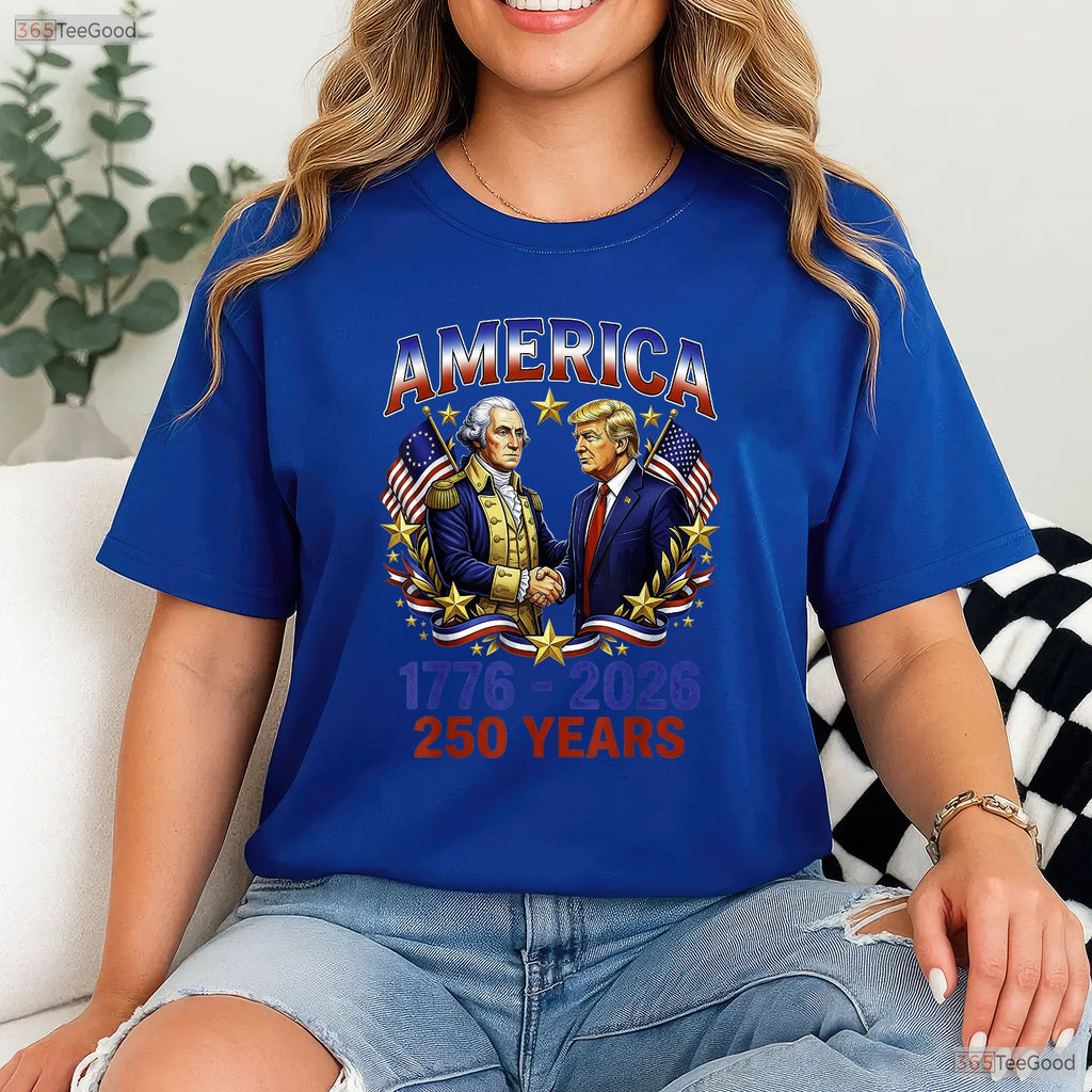 250 Years America Anniversary Trump Washington Valentine T-Shirt Bass Fishing