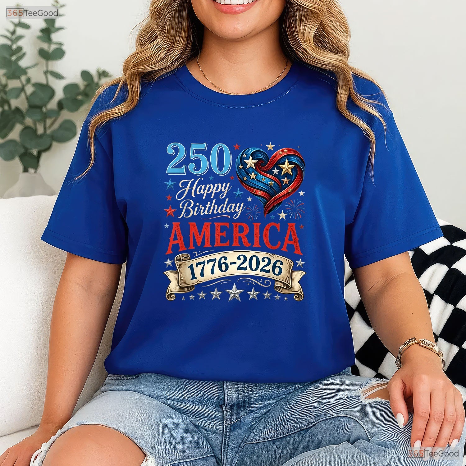 USA Hearts 1776 2026 250th Birthday Valentine T-Shirt Deep Sea Fishing Gear