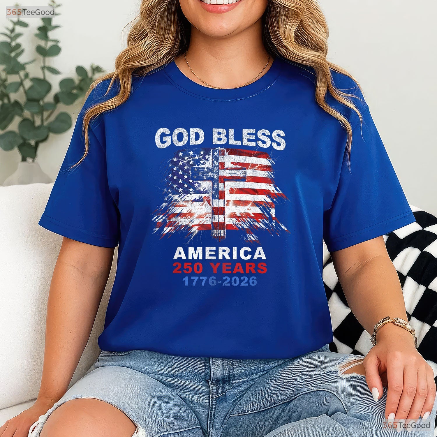 God Bless America 250 Years Christian Cross Valentine T-Shirt Carp Fishing