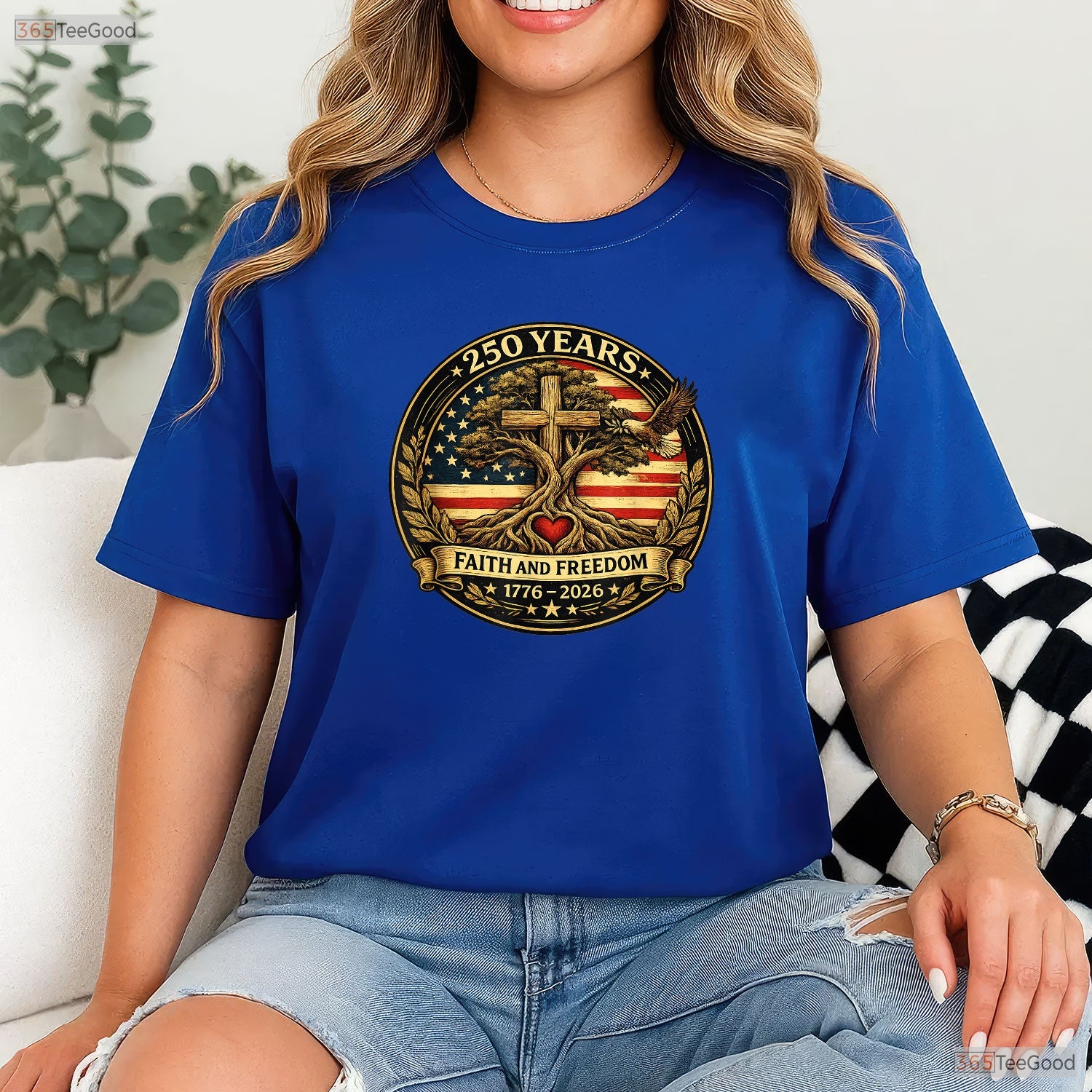 250 Years Faith Freedom Christian USA Valentine T-Shirt Crappie Fishing Men