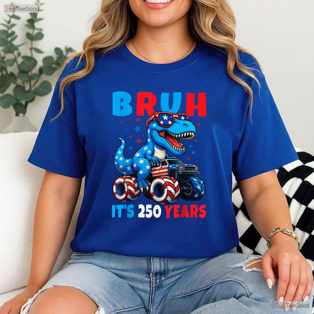 Kids 250th Anniversary Dino 2026 USA Valentine T-Shirt Inshore Fishing Men