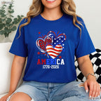 Flag Heart Leopard 1776 2026 250th Birthday Valentine T-Shirt Muskie Fishing