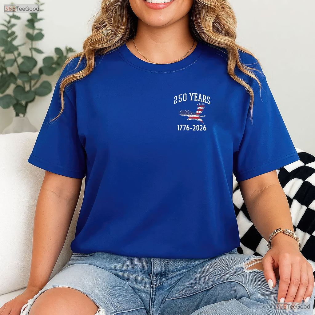 250 Years US Flag Valentine T-Shirt- American Lake Fishing Clothes For Men