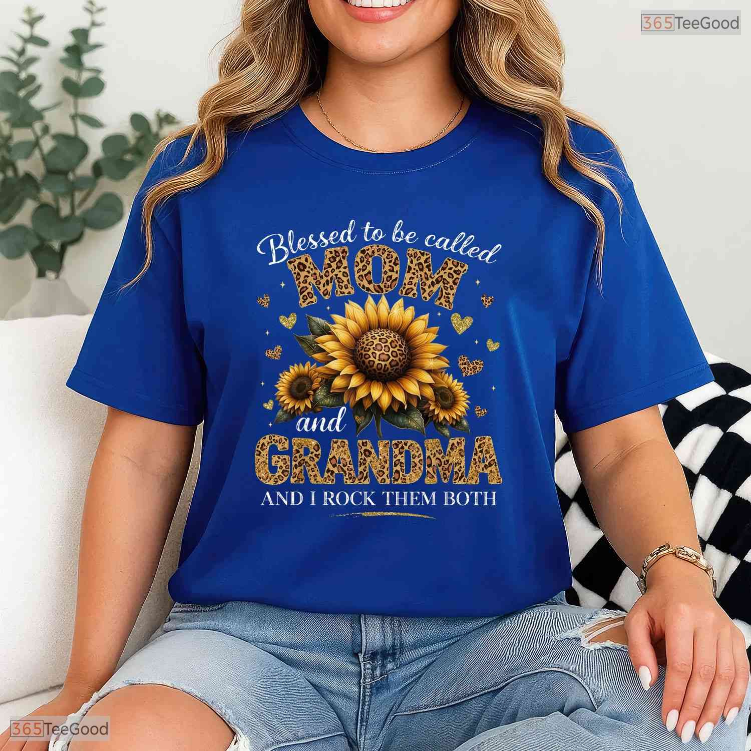 Blessed To Be Called Mom And Grandma Shirt I Rock Them Both Floral T-Shirt