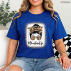 Grandma Life Leopard Messy Bun Grandma Mothers Day T-Shirt Gift For Women