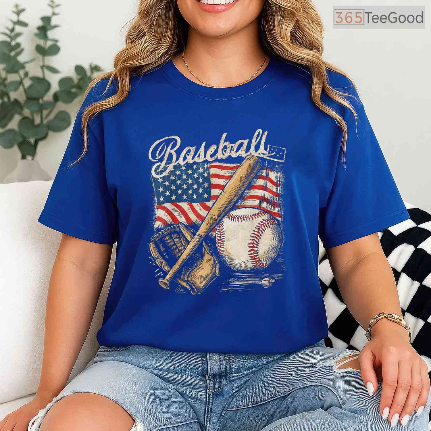 American Flag Baseball Player Bat Fan T-Shirt USA Catcher Pitcher Sport Tee