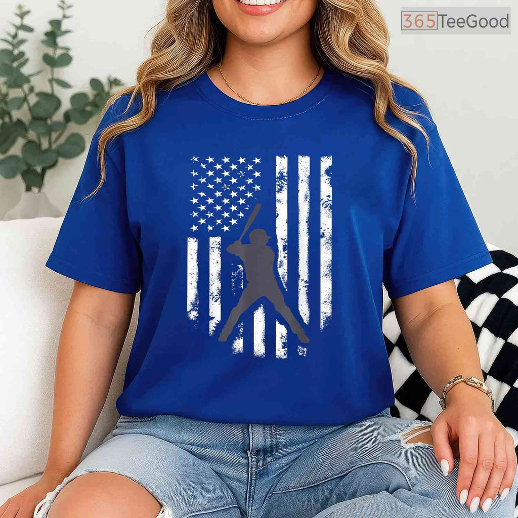 Cool American Flag Baseball Shirt Distressed Jersey Gift T-Shirt For Men Boy