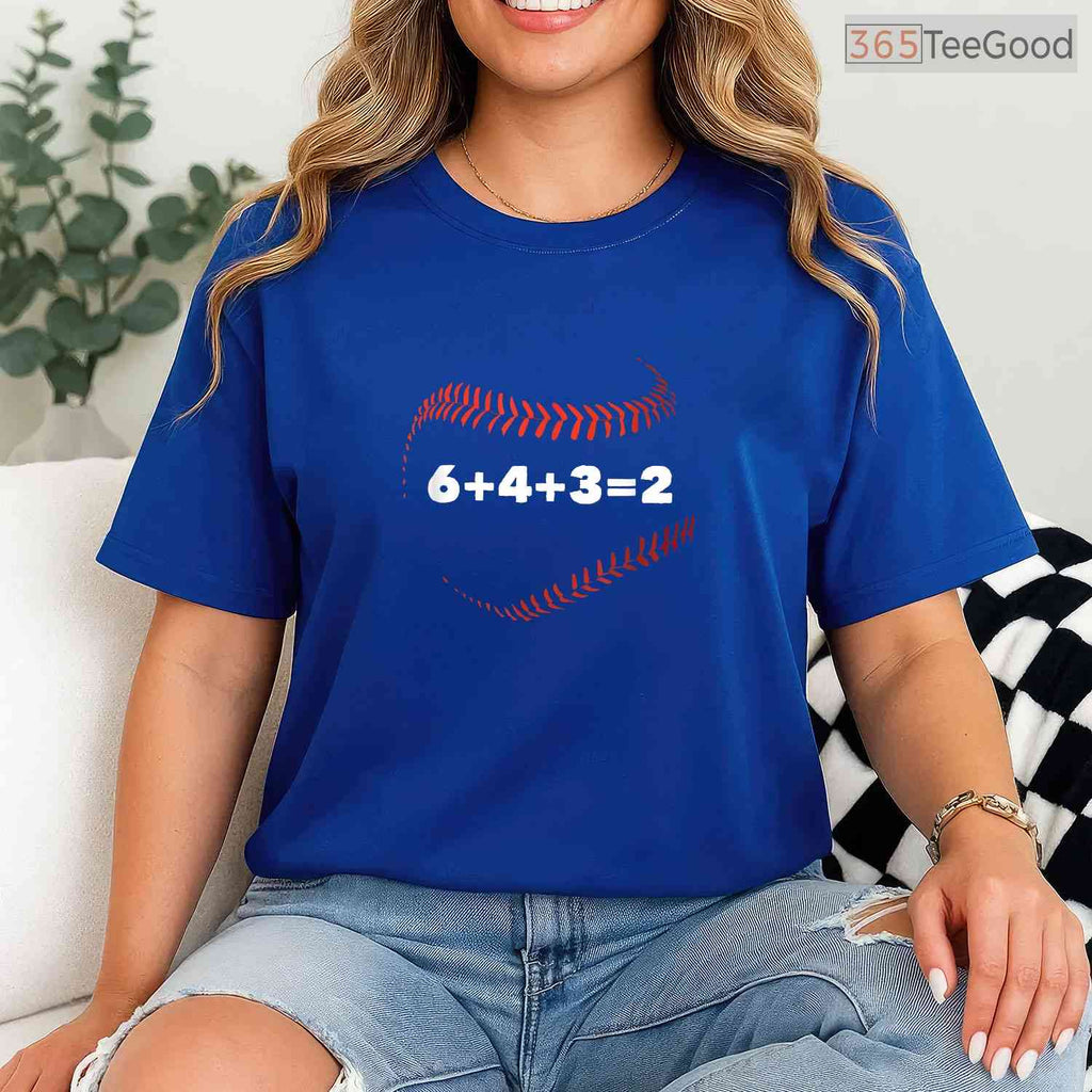 6 4 3 2 Double Play Baseball Player T-Shirt Funny Math Saying Sports Apparel