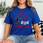 Run Steal I Dare You Humor Baseball Catcher T-Shirt Vintage Distressed Gift