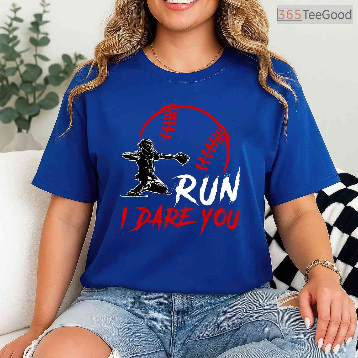 Run Steal I Dare You Humor Baseball Catcher T-Shirt Vintage Distressed Gift