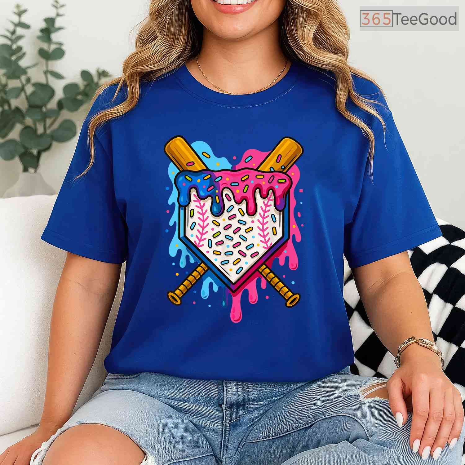 Baseball Boys Ice Cream Drip T-Shirt Cool Youth Sports Graphic Novelty Gift