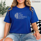 Eat Sleep Baseball Repeat Funny Baseball Player T-Shirt Sports Routine Gift