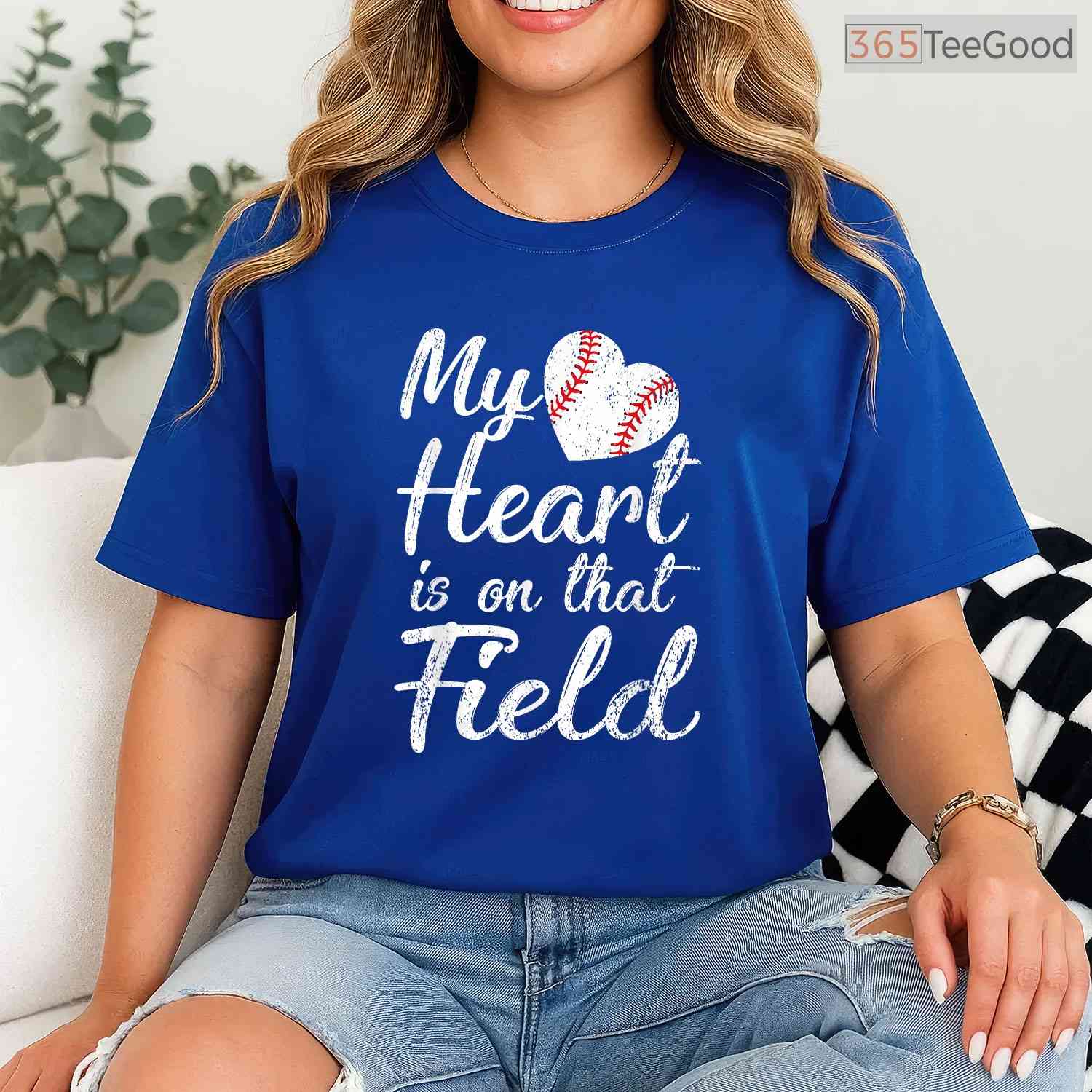 My Heart Is On That Field Baseball Softball Mom T-Shirt Support Game Day Tee