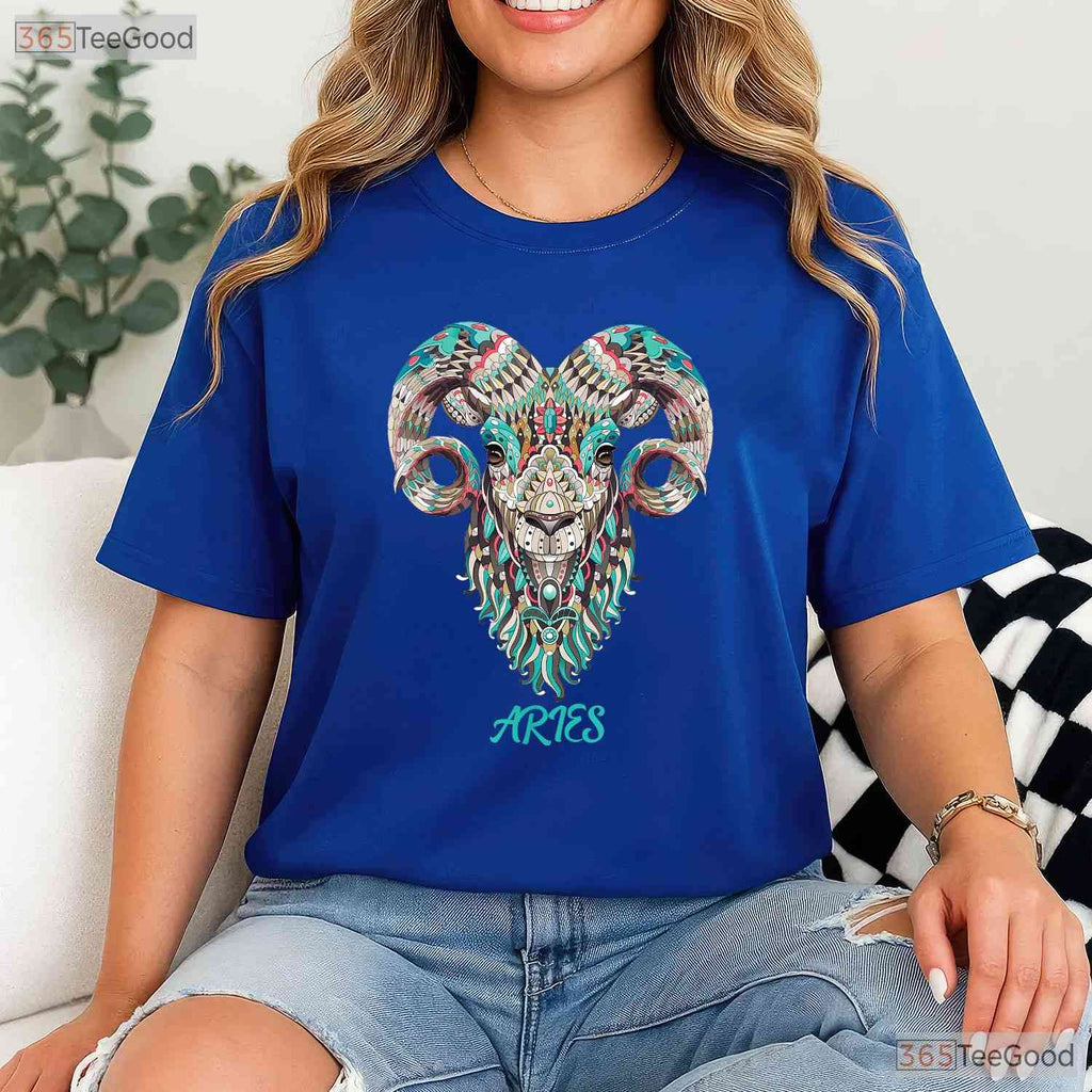 Aries Zodiac Astrology T-Shirt - March April Birthday Tee - Horoscopes Shirt For Gift