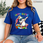 Funny Dabbing Bunny Happy Easter T-Shirt Cool Boys Girls Easter Day Dance Tee