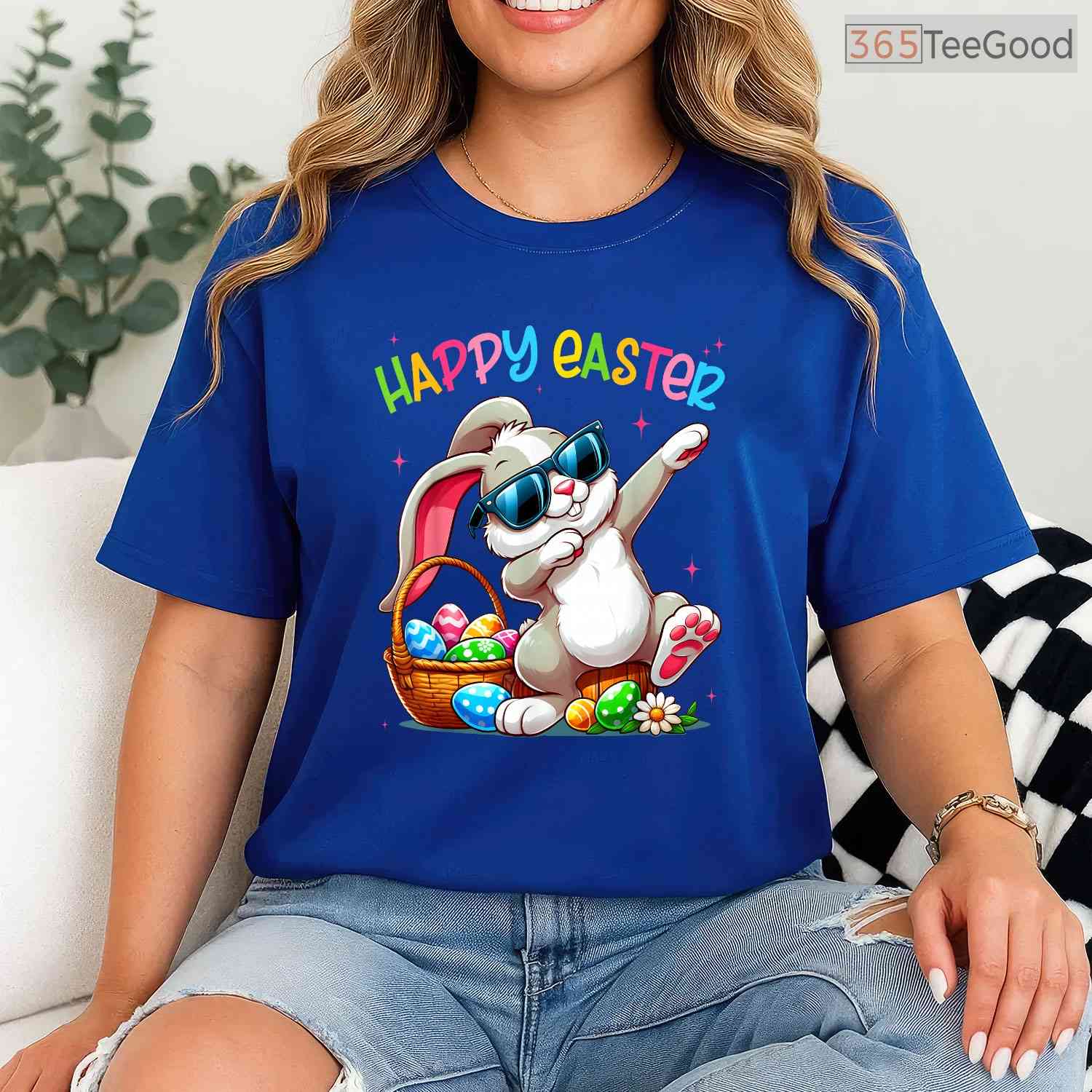 Funny Dabbing Bunny Happy Easter T-Shirt Cool Boys Girls Easter Day Dance Tee