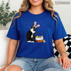 Easter Day Cat Bunny Ears Eggs T-Shirt Funny Men Women Happy Easter Kitty Tee