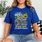 April Sunflower Girl T-Shirt - Queen Born In April Tee - Sunshine Birthday Gift Women