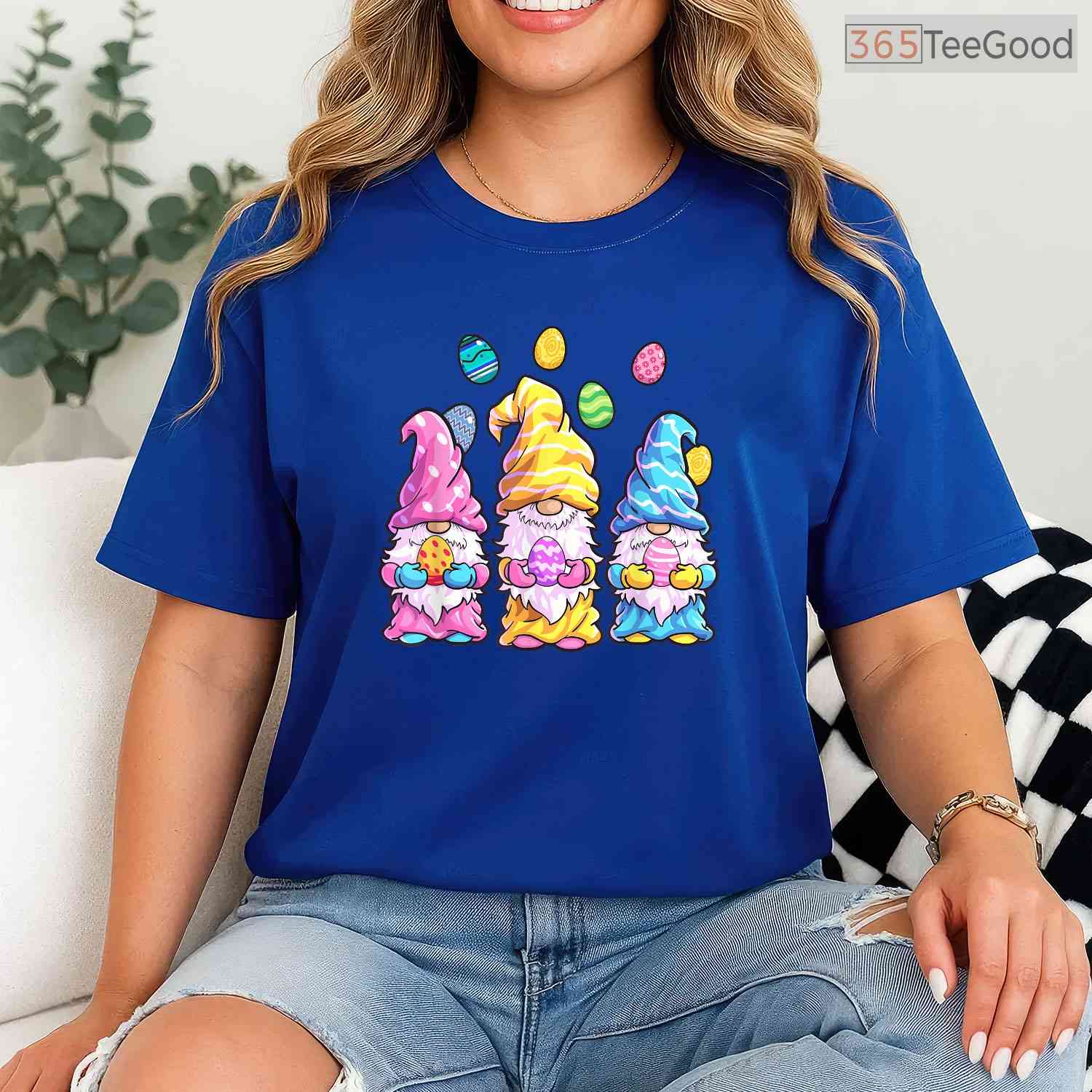 Gnome Easter Shirt Women Easter Outfit T-Shirt Cute Spring Garden Gnome Tee